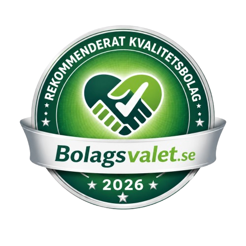 Bolagsvalet.se sigill Rekommenderat kvalitetsbolag 2026 i grönt